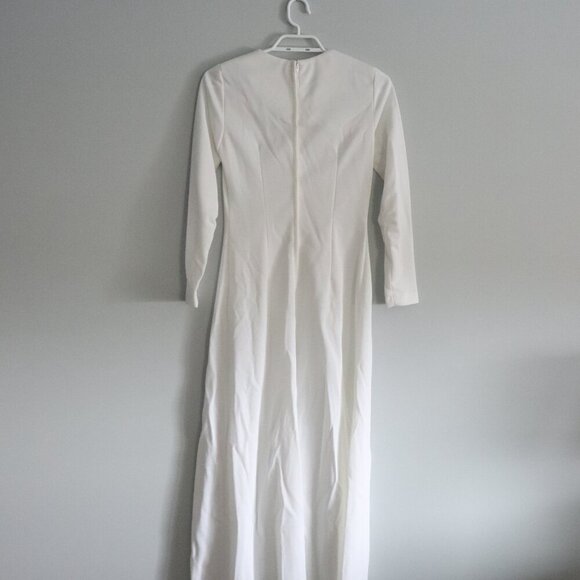 BNWOT Vintage Women's XS White Union 70's Winter Wedding w Hood Maxi Dress Gown - Picture 3 of 16